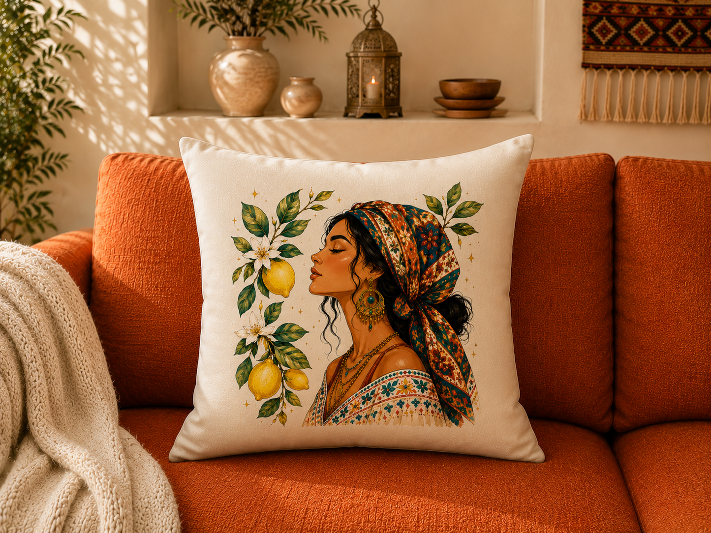 Premium 100% Cotton Pillow Cover | Egyptian & Nubian Art Collection