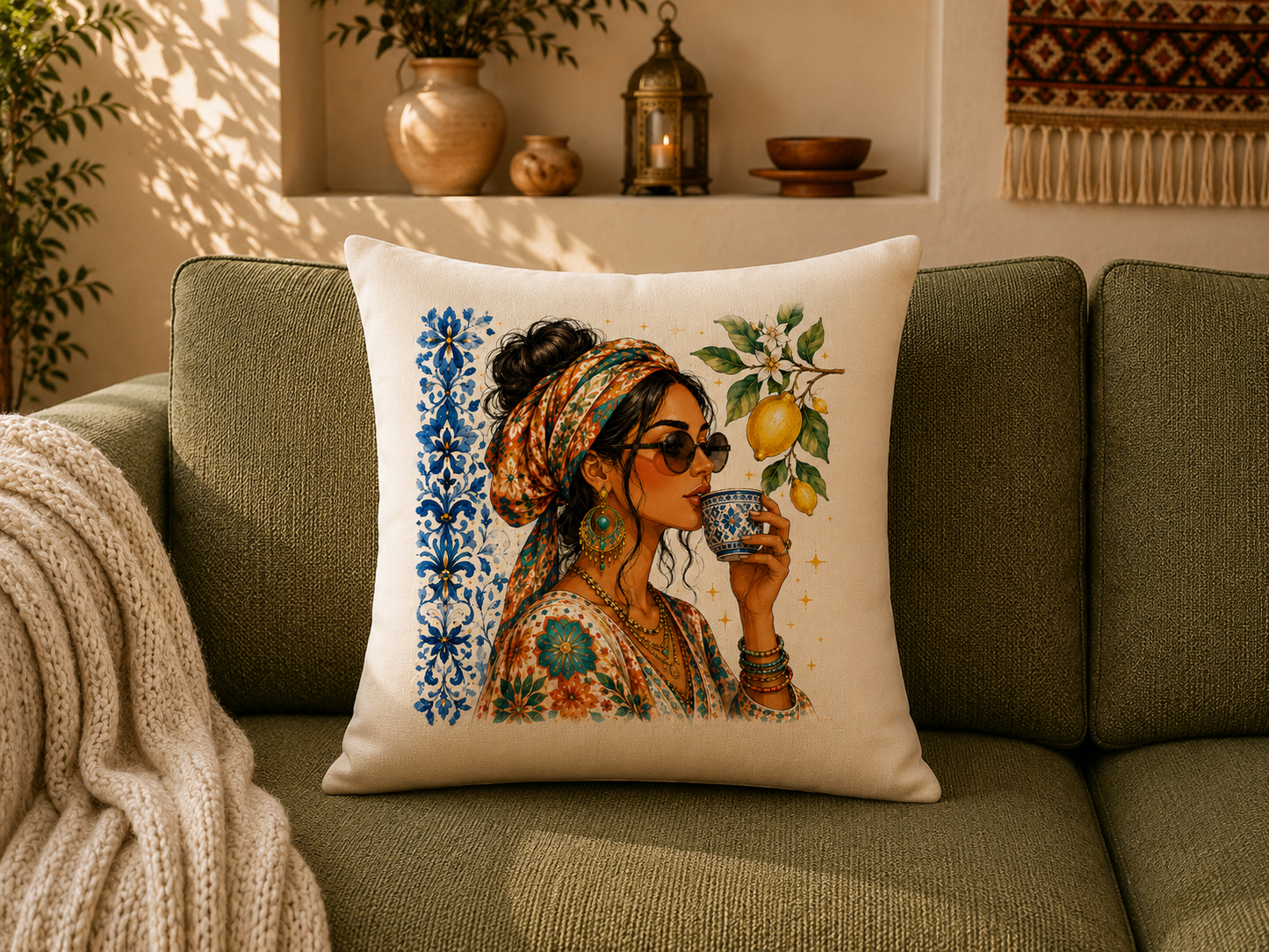 Premium 100% Cotton Pillow Cover | Egyptian & Nubian Art Collection