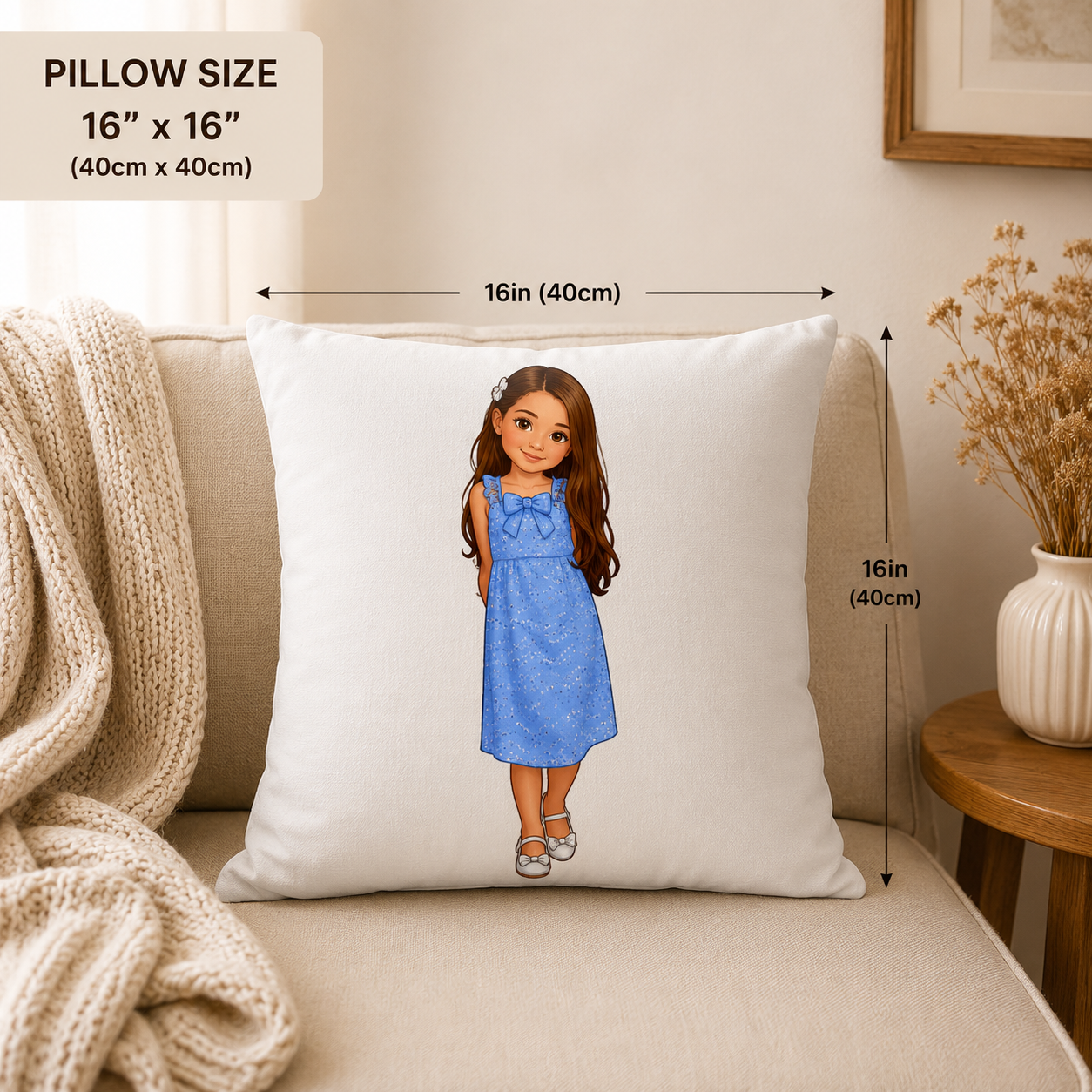 Custom Photo Pillow Cover | Personalized Family Portrait Pillow | Polyester Sublimation Pillow Cover | Gift for Couple & Family