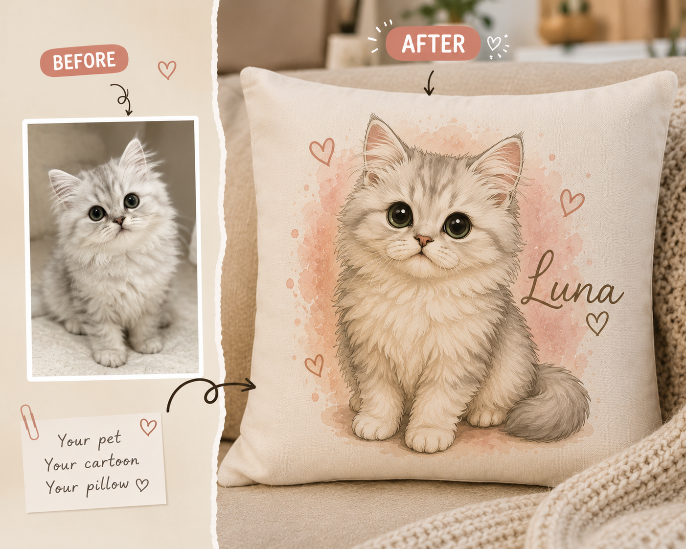 Custom Photo Pillow Cover | Personalized Family Portrait Pillow | Polyester Sublimation Pillow Cover | Gift for Couple & Family