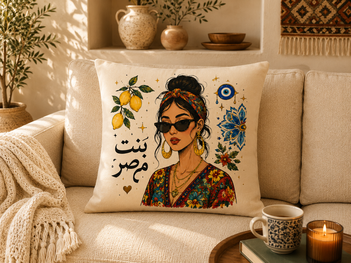 Premium 100% Cotton Pillow Cover | Egyptian & Nubian Art Collection