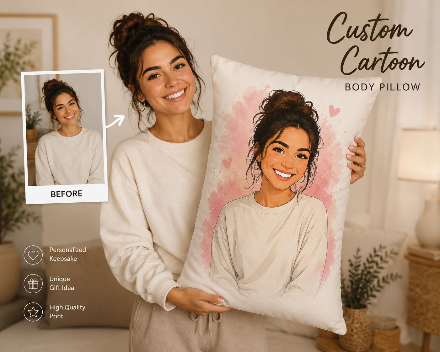 Custom Photo Pillow Cover | Personalized Family Portrait Pillow | Polyester Sublimation Pillow Cover | Gift for Couple & Family