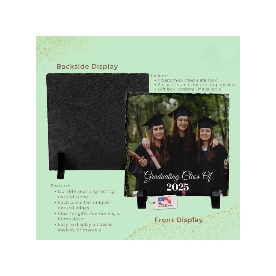 Custom Photo Slate Plaque | Personalized Picture Frame Gift | Memorial Keepsake | Wedding Anniversary Photo Slate | Graduation Gift