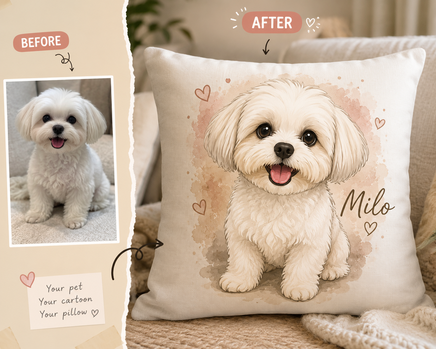 Custom Photo Pillow Cover | Personalized Family Portrait Pillow | Polyester Sublimation Pillow Cover | Gift for Couple & Family