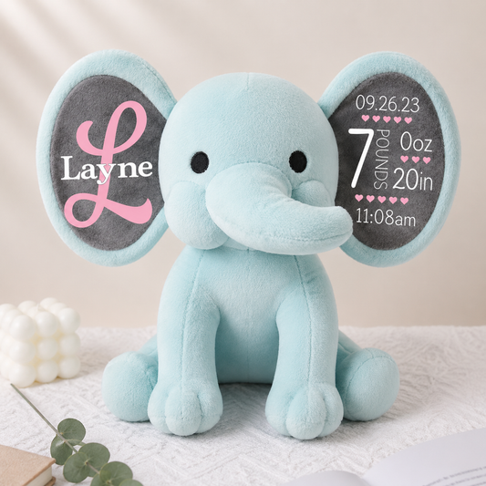 Personalized Plush Elephant | Unique Keepsake for Every Milestone