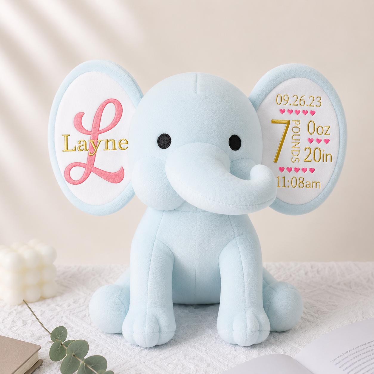 Personalized Plush Elephant | Unique Keepsake for Every Milestone