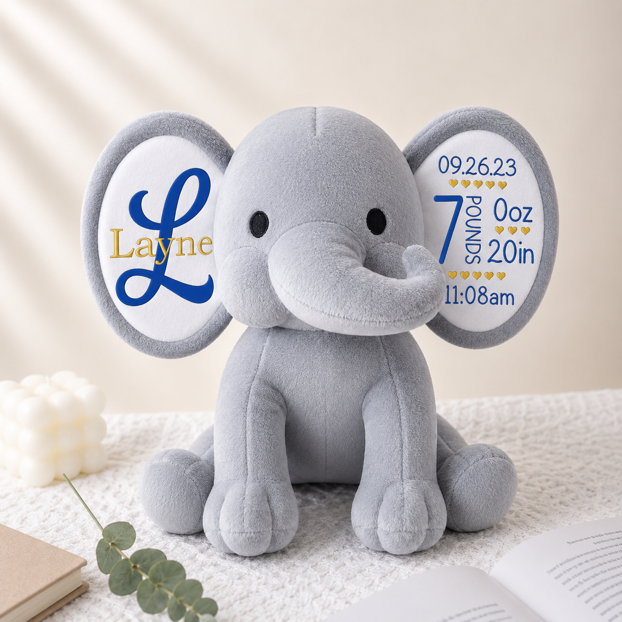 Personalized Plush Elephant | Unique Keepsake for Every Milestone
