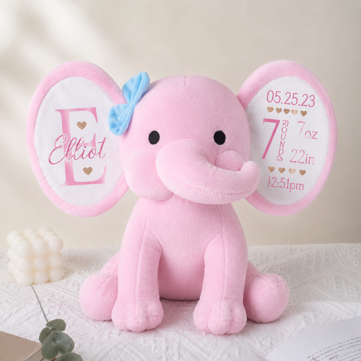 Personalized Plush Elephant | Unique Keepsake for Every Milestone