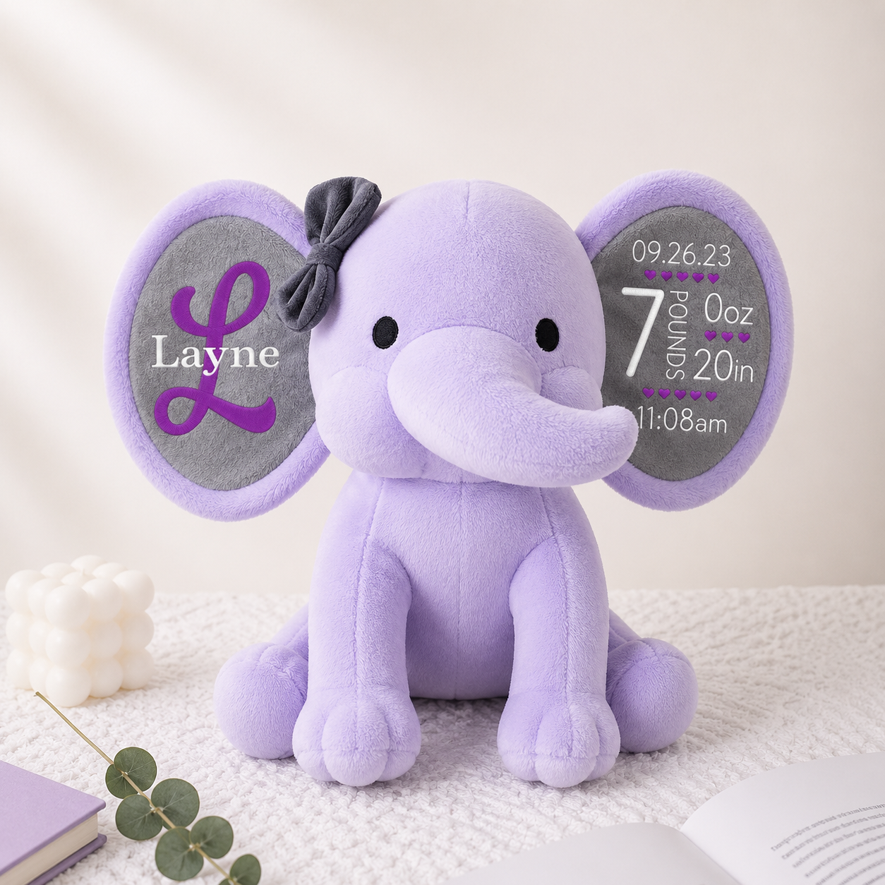 Personalized Plush Elephant | Unique Keepsake for Every Milestone